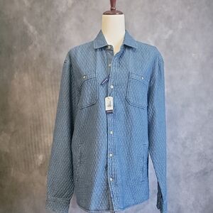 Johnnie-O NEW Mens Sz M "Haskell" Blue Quilted Button Front Shirt Jacket Shacket